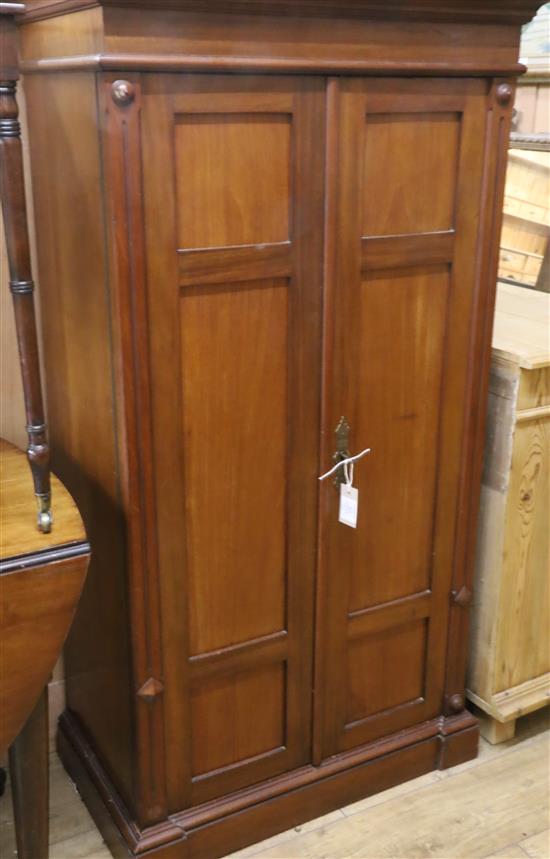 A late 19th century French mahogany two door office cabinet W.78cm